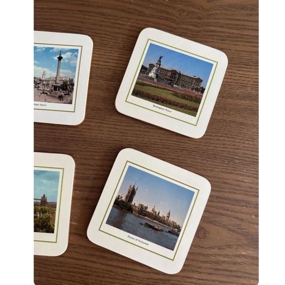 Vintage Set of 6 • Clover Leaf Cork Coaster Box Set • Views of London England • - Picture 5 of 10